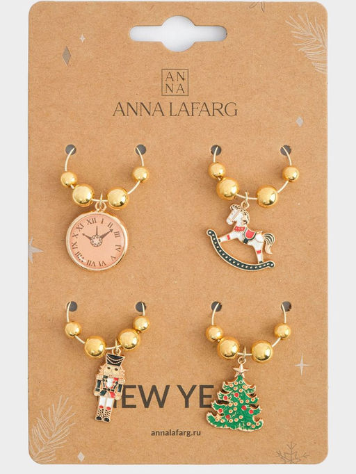 Подвеска для бокала, 4 шт, металл/стразы, Елка с игрушками, New year - Anna lafarg фото 5