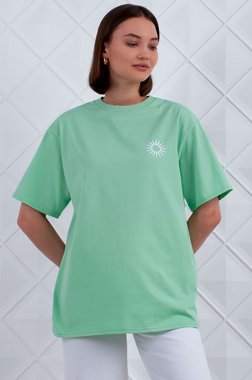 Арт. 3189 Футболка женская 42-48 (4 шт) Цвет:салатовый - Калинка фото 4