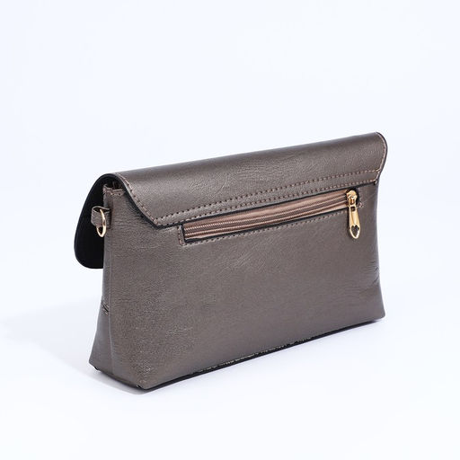 Сумка кросс-боди женская, длинный ремень, на магните, 24×6×14 см, тёмно-серебряная