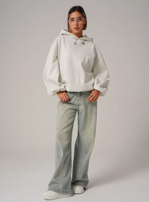 K13043 Толстовка OVER SIZE СВ_СЕРЫЙ