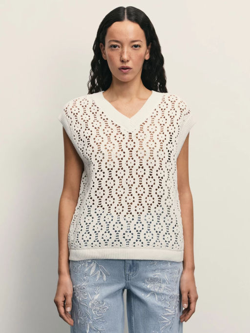 Топ из ажурной вязки из хлопка / Zarina  фото 10