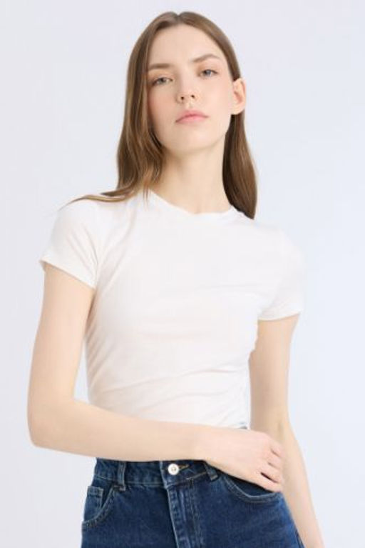 Fitted Bisiklet Yaka Modal K?sa Kollu Tisort