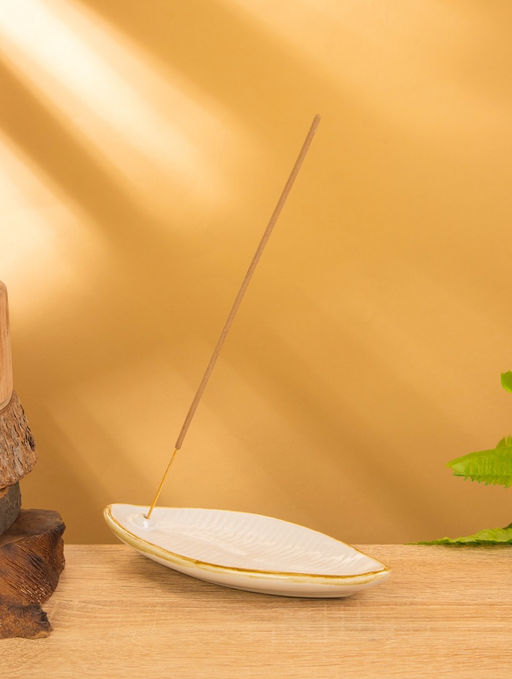 Подставка под благовония «Длинный лист», 17×7×1.5 см, керамика, белая