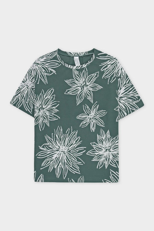 ЕП 30098/зеленый,крупные астры фуфайка жен