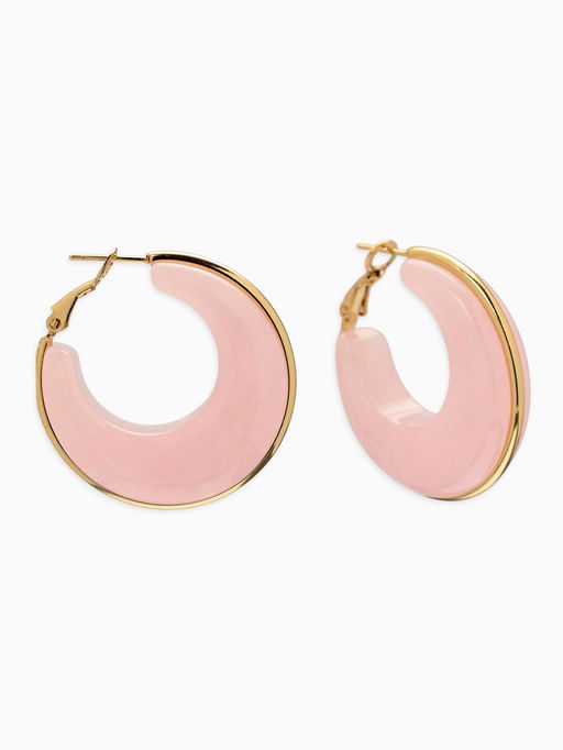 Серьги-кольца акрил «Тренд», розовые в золоте