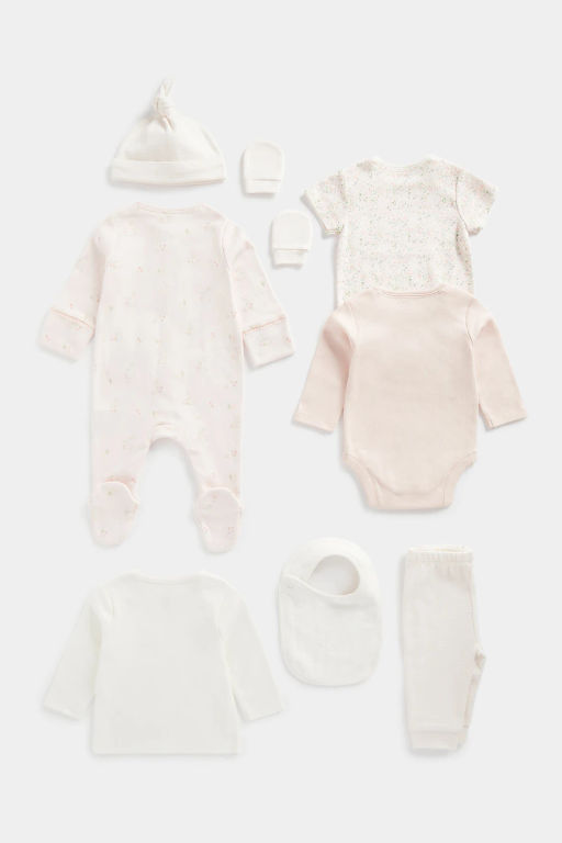Mothercare / Комплект: ползунки, пижама, боди -2 шт, слюнявчик, шапочка, рукавички-антицарапки