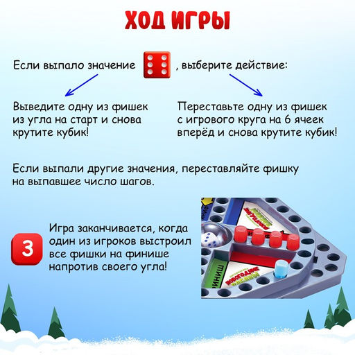 Настольная игра Новогодние забавы, 2-4 игрока, 4+