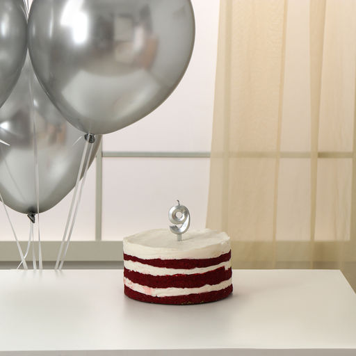 Свеча для торта, цифра 9 + воздушные шары, 5 шт, серебро - Страна карнавалия фото 2