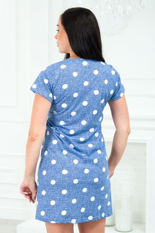 Туника женская из кулирки Медея горох голубой - Амадэль фото 10