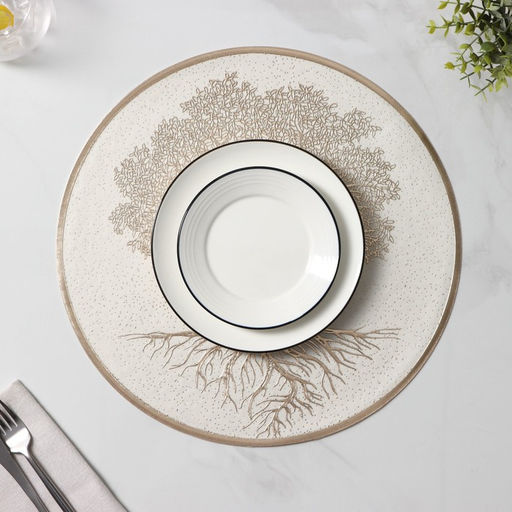 Салфетки сервировочные на стол Доляна «Древо», 2 шт., d=38 см, бежевые