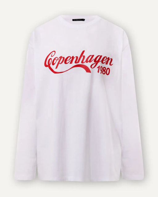 Белый лонгслив с красным принтом-надписью - Incity фото 6