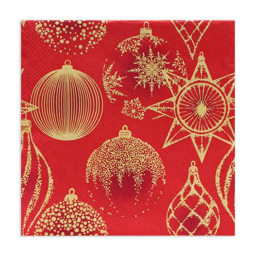 Цена за 2 шт. Салфетки новогодние бумажные Home Collection Золотые украшения на красном, 3 слоя, 33?33 см, 20 шт.