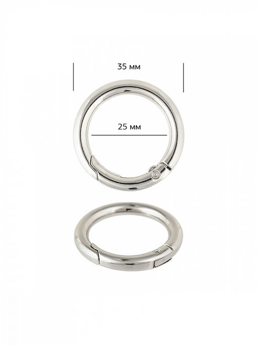 Карабин металл TBY.107913 Ø35мм (внутр. 25мм) цв.никель уп.10шт