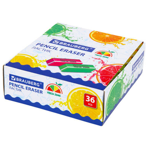 Цена за 3шт. Ластик большой BRAUBERG "Fresh Zone" цвет ассорти, прямоугольный, скошенный