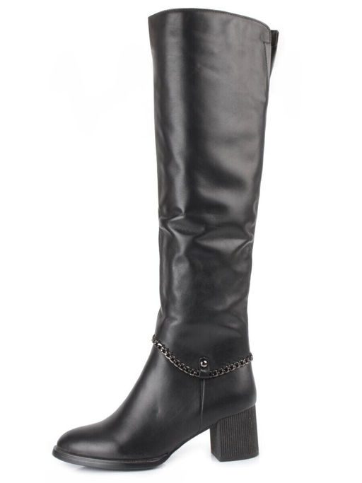 D8H098-07B-1BM BLACK Сапоги демисезонные женские (натуральная кожа, натуральная байка)