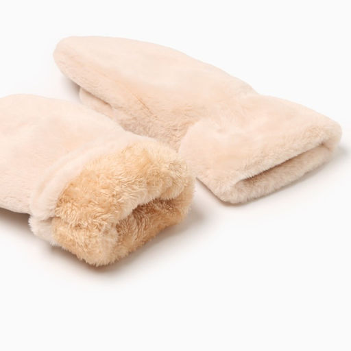 Варежки женские MINAKU пушистые, размер 26 см, бежевые