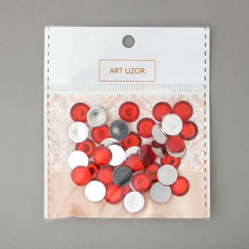 Декор для творчества пластик Стразы овал. Красные набор 34 шт 1,2х1,4 см - Арт узор фото 4