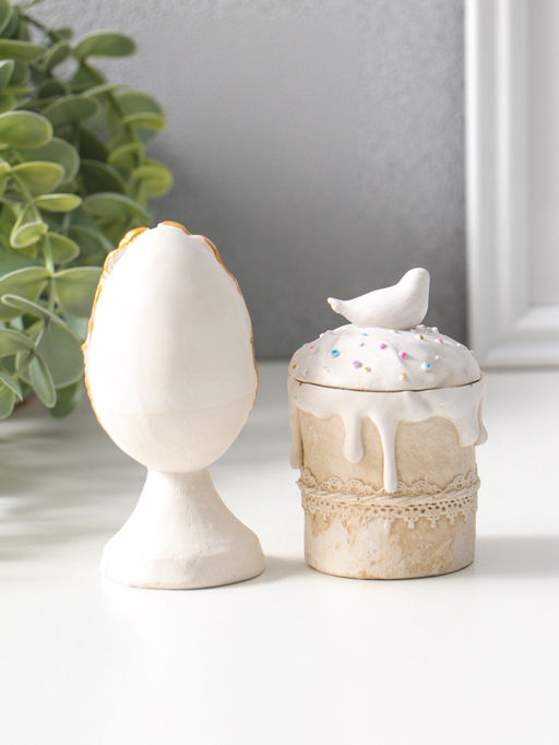 Набор фигурок пасхальных 2 шт. ХВ, кулич 7?5 см, яйцо на подставке 9?4 см