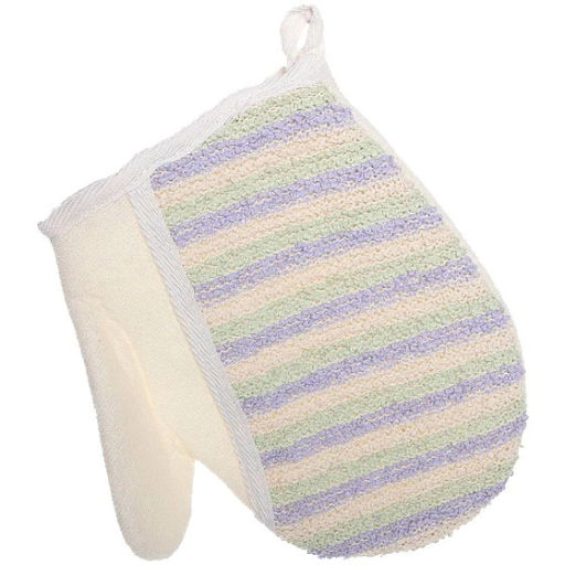 Цена за 3 шт. Мочалка-варежка для тела мягкая "Ultramarine - Полоски" комбинированная 21*16,5см