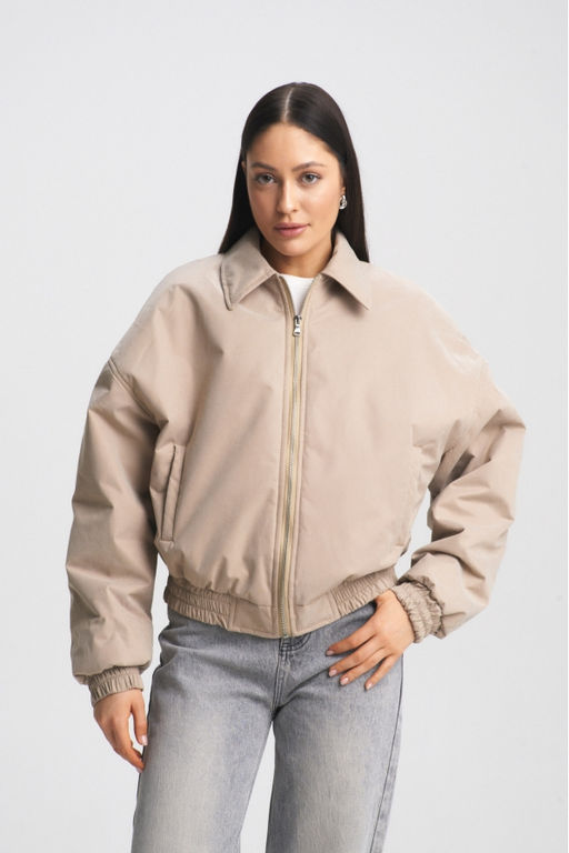 Куртка-бомбер с воротом Beige - Erist store фото 5