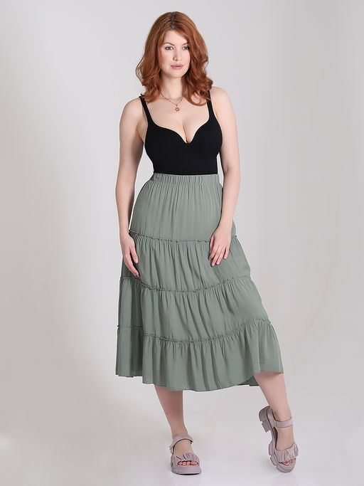 Юбка в стиле бохо из штапеля ярусная - Almond фото 13