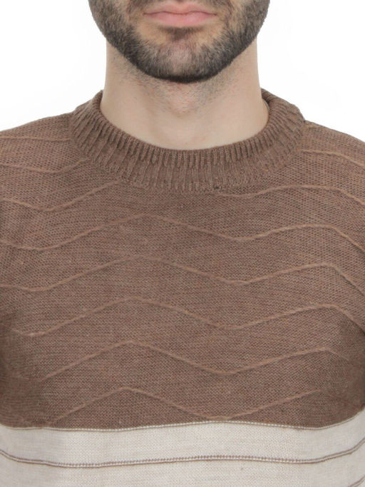 G638 BROWN/BEIGE Джемпер мужской (100% шерсть) - Фабричный китай фото 6