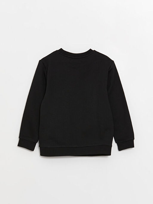 Bisiklet Yaka Bask?l? Uzun Kollu Erkek ?ocuk Sweatshirt