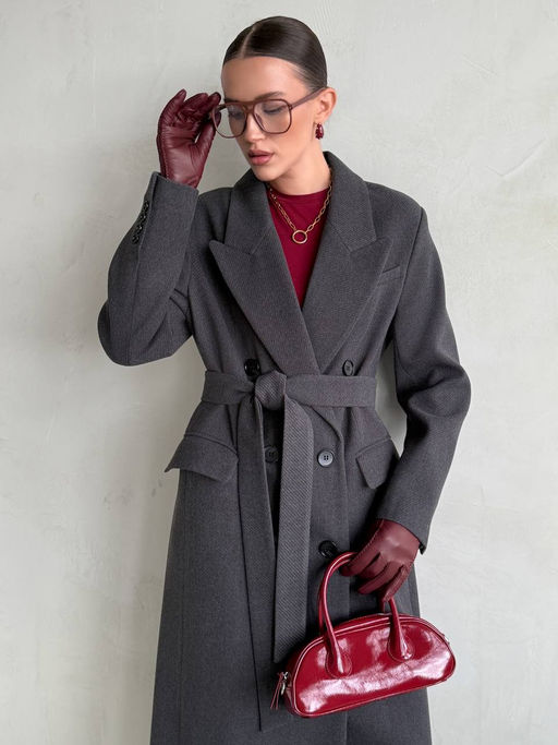 Пальто женское демисезонное 26830 (базальт/рубчик) - Kankan фото 14