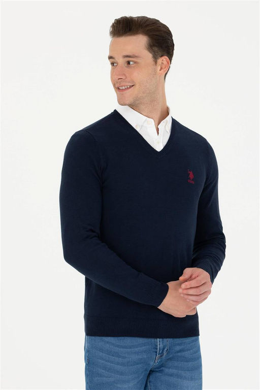 Свитер мужской U. S. Polo Assn базовый темно-синий из хлопка - U.s. polo assn фото 10