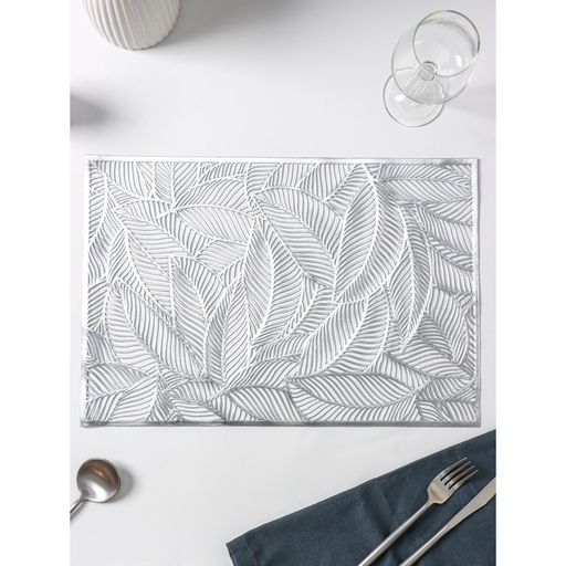 Салфетки сервировочные на стол Доляна «Листопад», 4 шт, 45×30 см, цвет серебряный