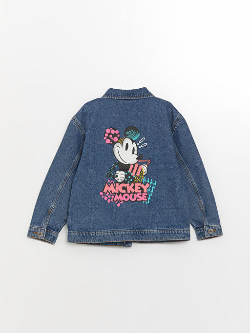 G?mlek Yaka Mickey Mouse Bask?l? K?z ?ocuk Jean Ceket - Waikiki фото 2