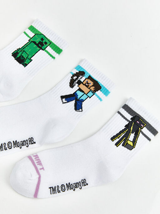 Minecraft Bask?l? Erkek ?ocuk Soket ?orap 5li