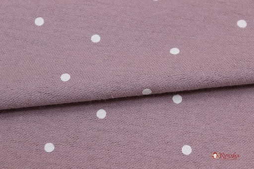 Теплый хлопок Россыпь белого гороха (4мм) на св.серо-лиловой дымке-2, ш.1.5м, хл-100%, 160гр/м.кв - Купава фото 3