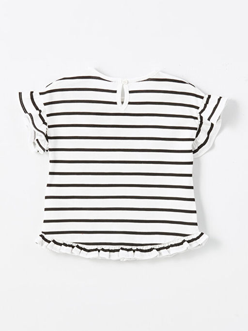 Bisiklet Yaka K?sa Kollu ?izgili K?z Bebek Bluz ve Tayt 2li Tak?m - Waikiki фото 3