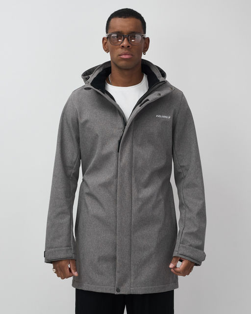 Парка спортивная мужская с капюшоном softshell серого цвета 9565Sr