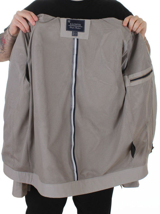 D-3019 BEIGE/GRAY Ветровка мужская (60% хлопок, 40% нейлон)