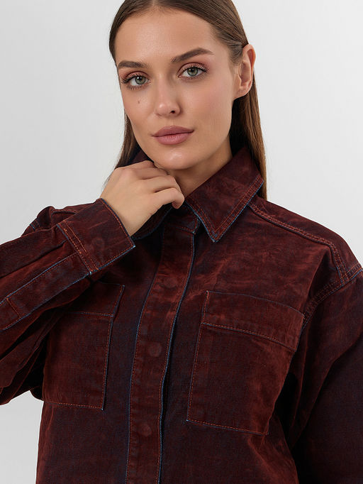 Жакет женский джинсовый бордовый - Mark formelle фото 4