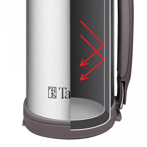 Термос из нержавеющей стали с узкой горловиной 1л "Experience" д9,5см, h28,5см, горло д5,1см, полировка матовая, винтовая пробка, кнопочный переключатель, завинчивающаяся крышка-кружка, ручка, ремень, "TalleR" (Китай)