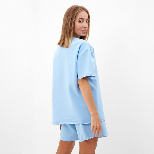 Костюм женский (футболка, шорты) MINAKU: SPORTY & STYLISH, голубой, размер 46