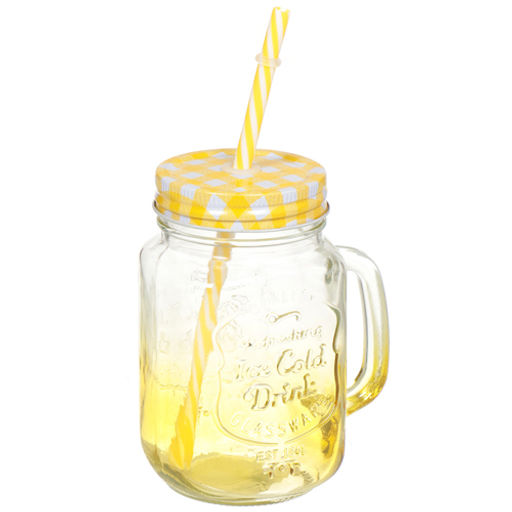 Кружка стекло, 450 мл, с крыш, с трубочкой, SDFG0114-2 (298248) - Daniks фото 2