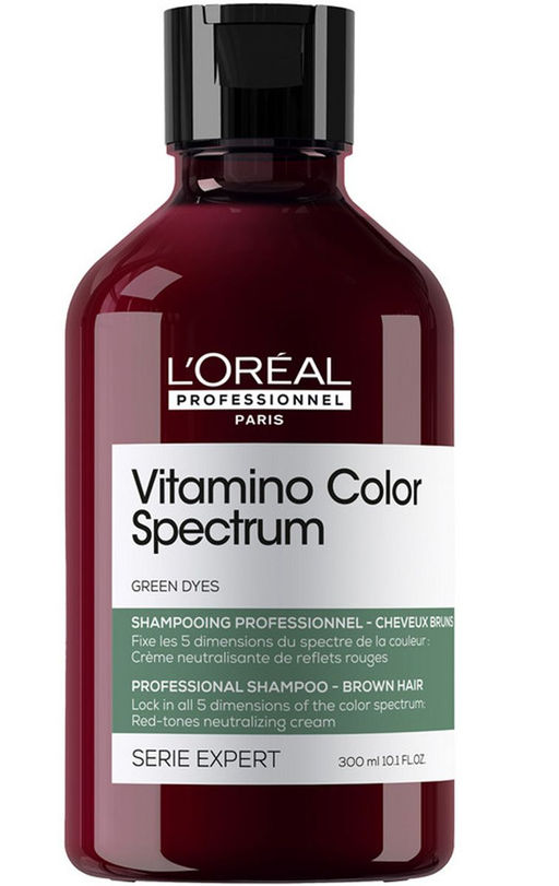 Нейтрализирующий зеленый шампунь для каштановых и черных волос Vitamino Color Spectrum, 300 мл - Loreal professionnel фото 2