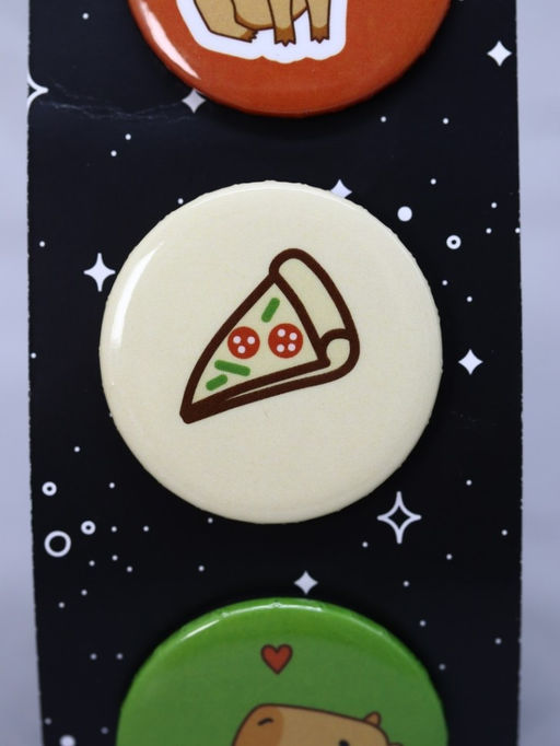 Набор значков 3 шт. iLikeGift Capybara pizza