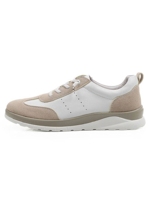 03-YA486-3 WHITE/BEIGE Кроссовки женские (натуральная кожа, натуральная замша)