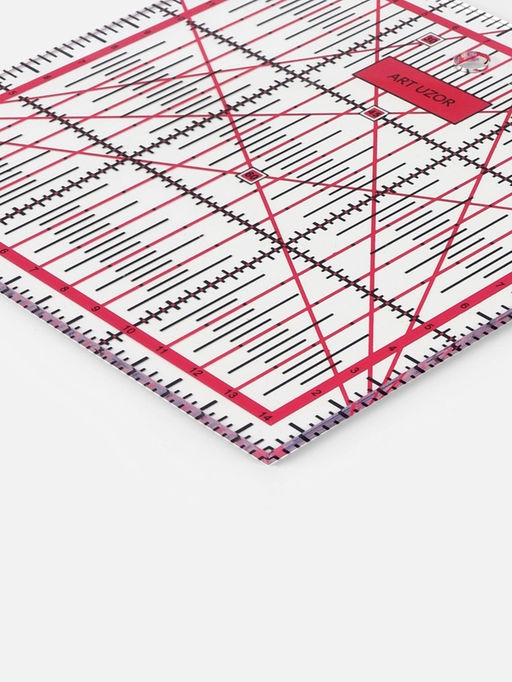 Цена за 2 шт. Линейка для квилтинга и пэчворка, 15×15 см, s=2.5 мм, розовая