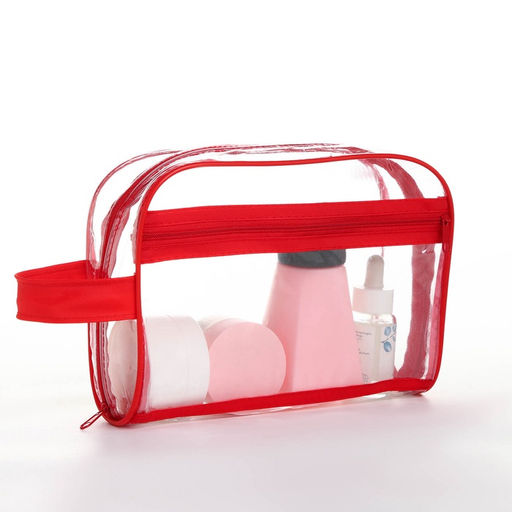 Косметичка на молнии, с ручкой, цвет красный