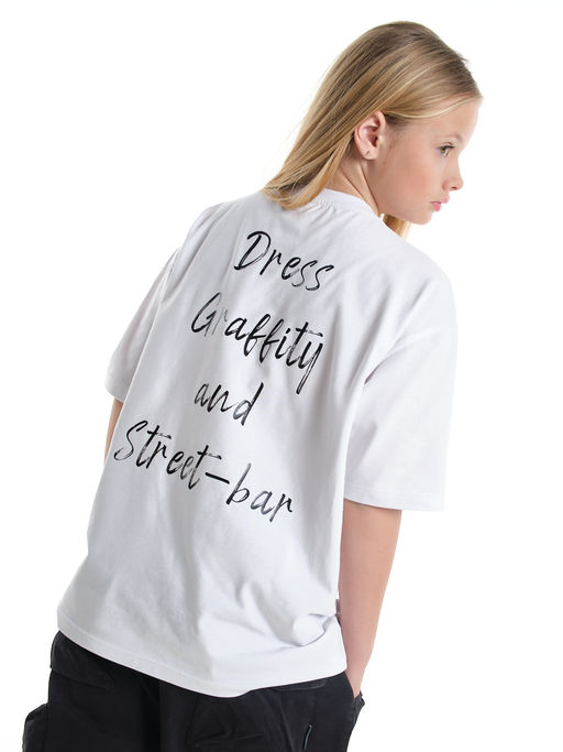 Футболка с принтом на спине 22-9000 белый - Mini maxi фото 11