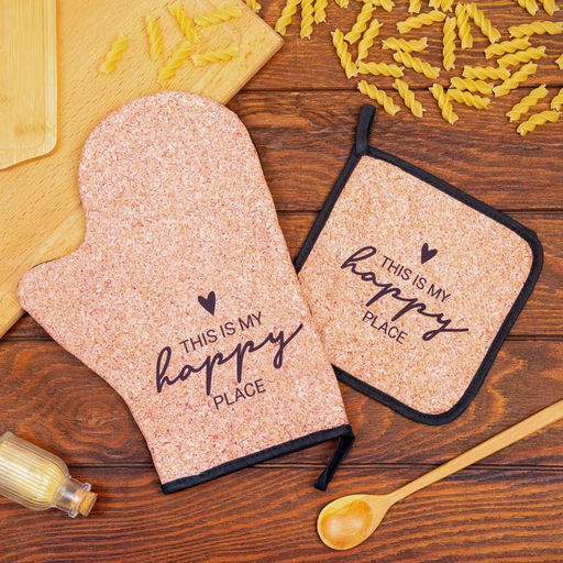 Набор кухонный «Пробка» варежка-прихватка 20×28 см, прихватка 17×17 см, 35% х/л,65% п/э