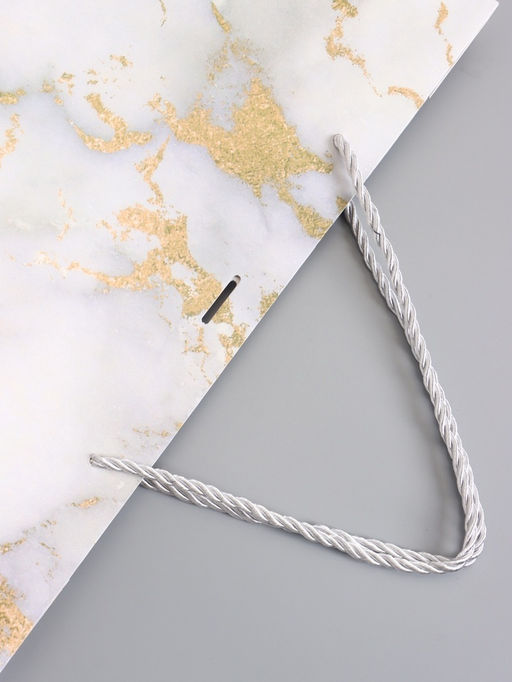 Пакет подарочный ламинированный «Мрамор», белый, с бантиком, 35×30×10 см