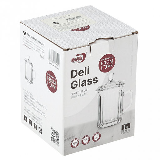 Кружка стеклянная Анчан 320мл, д8см, h10,5см, стеклянная крышка, общая h14,5см, в коробке, Дели Гласс (Deli Glass) (Китай) - Домашняя мода фото 5