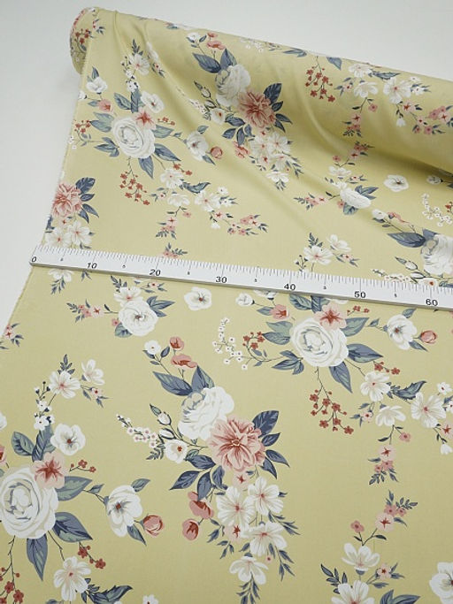 Штапель Цветочная элегия цв.соломенно-желтый, СОРТ2, ш.1.45м, вискоза-100%, 100гр/м.кв - Купава фото 3